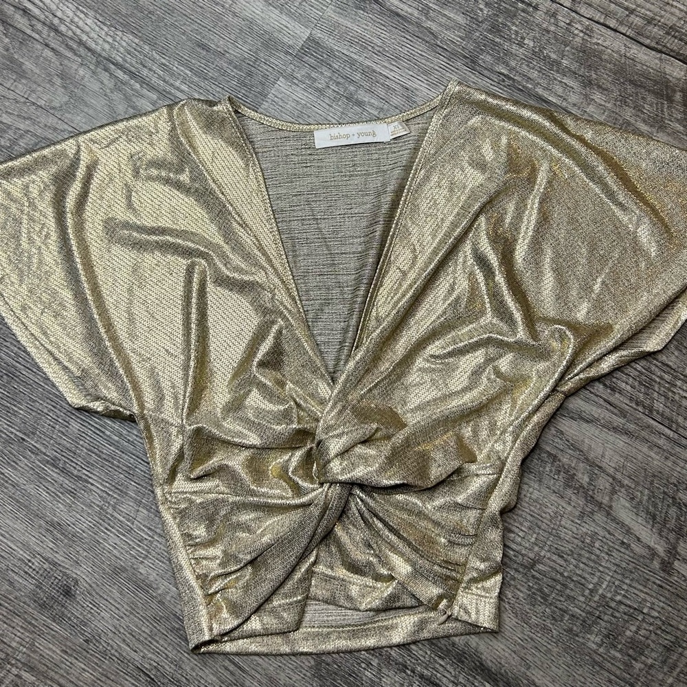 Anthropologie metallic gold crop top NWOT